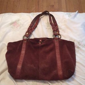Lucky brand brown suede and leather shoulder bag